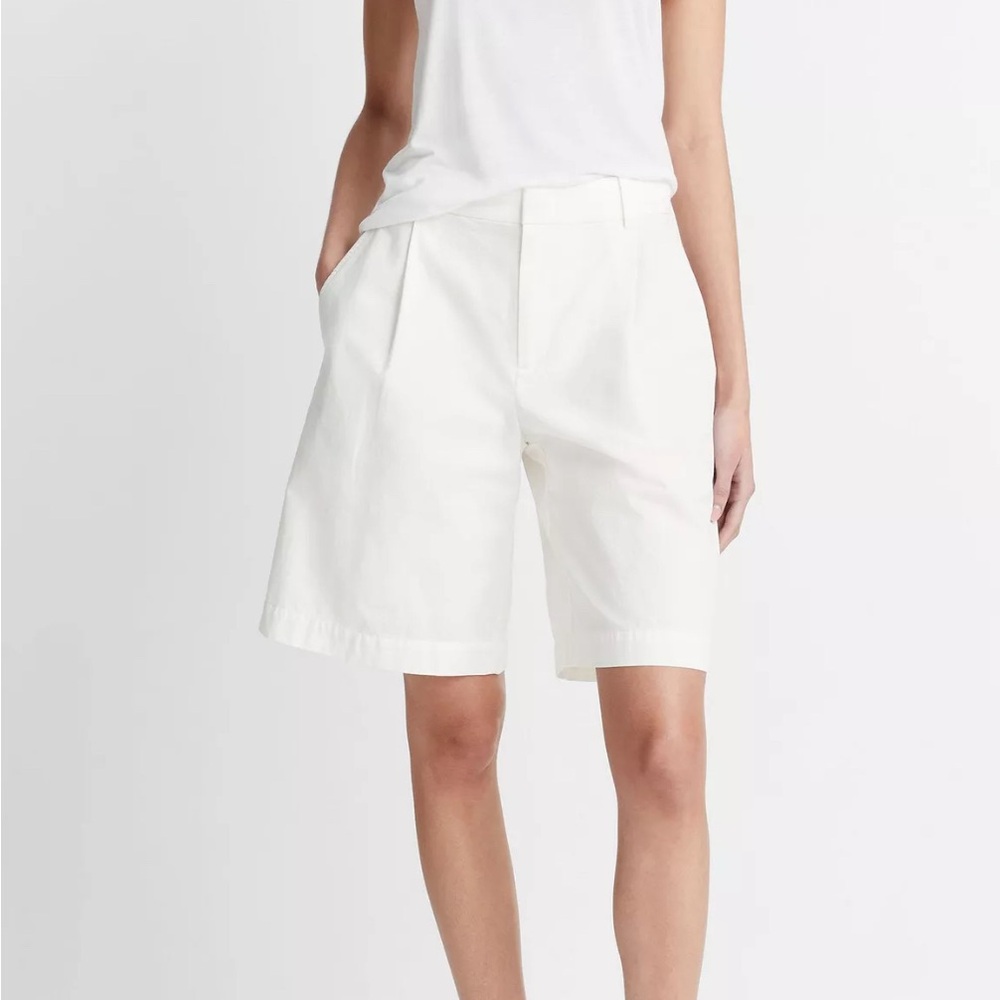 Vince White Bermuda Shorts High-Waisted Tailored